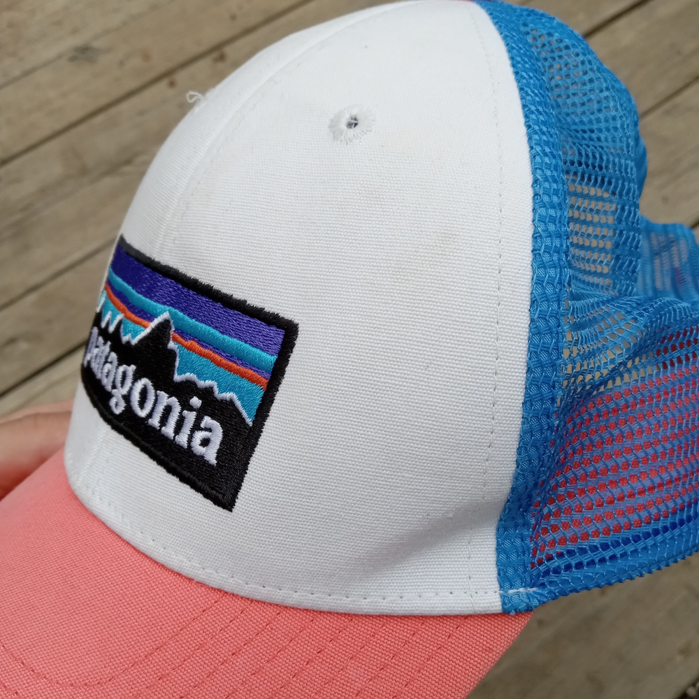 Patagonia Trucker Hat - White, Coral & Blue Mesh - Picture 3 of 4